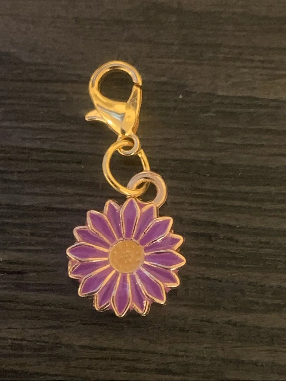 Purple Daisy Gold-Tone Flower Charm